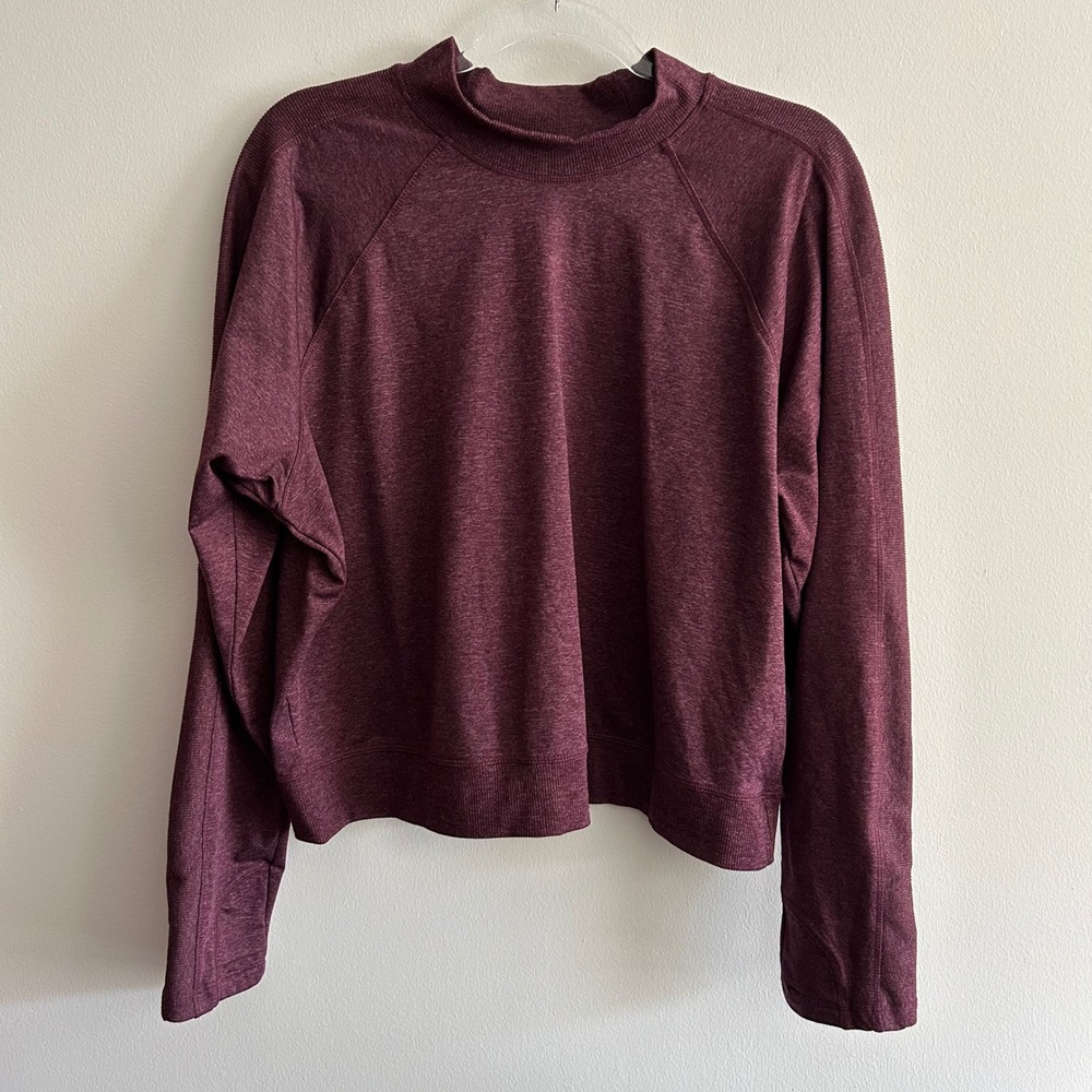Old Navy Active Cozecore Sweatshirt Maroon 2X Mock Neck Thumbhole Go-Dry 478238